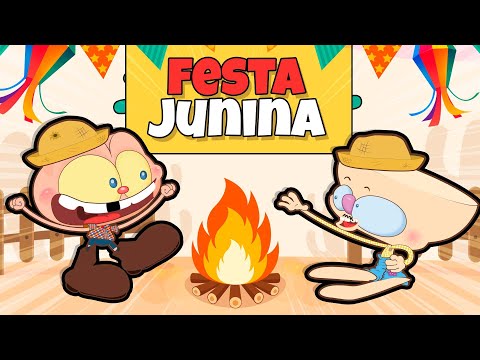 Capa de A Festa Junina do Mongo e Drongo e sua Turminha em desenho animado