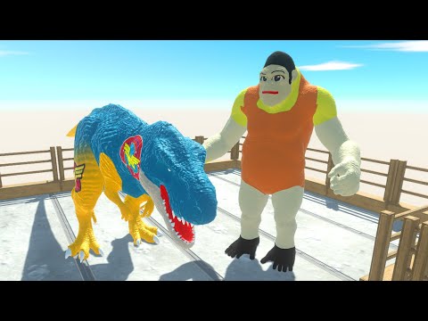 DOLL SQUID GAME GORO vs MARVEL T-REX DEATH RUN - Animal Revolt Battle Simulator
