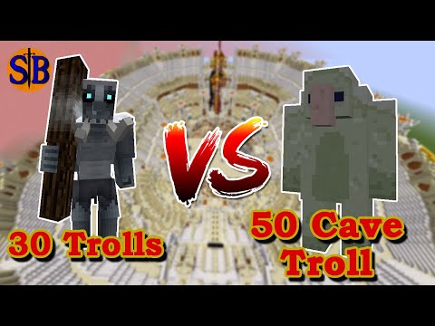 Sathariel Battle - 30 TROLLS vs 50 CAVE TROLLS | Minecraft mobs battle