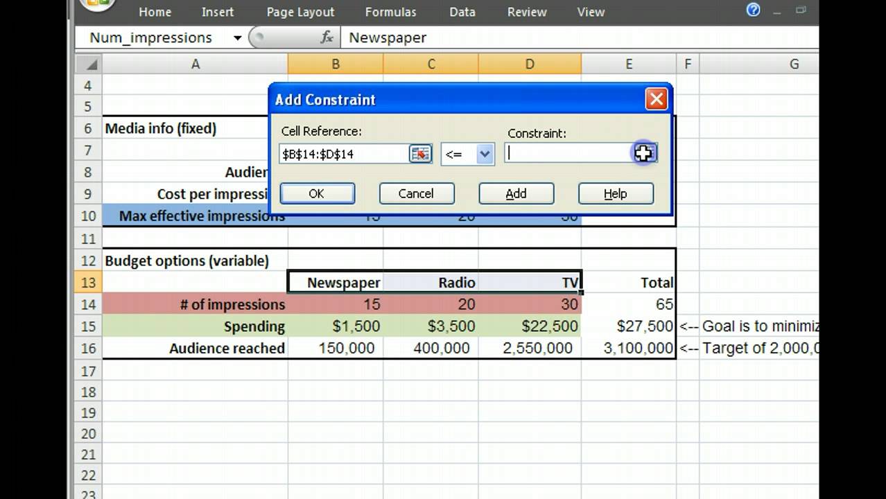 Using Solver to Solve for Multiple Variables