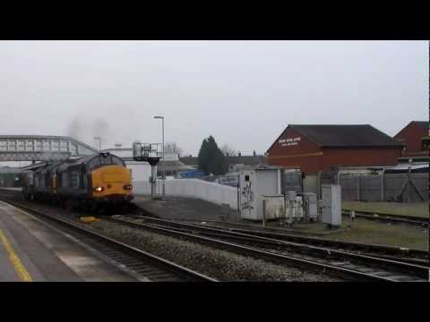 37610 and 37605 departs Bridgwater with 6M67 on 20th February 2013