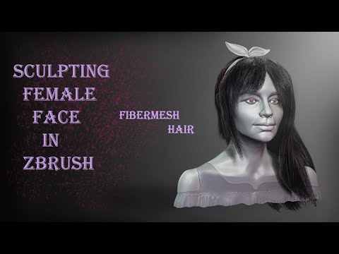 Sculpting Female head from a sphere in zbrush - Hair sculpting - Fibermesh Hair