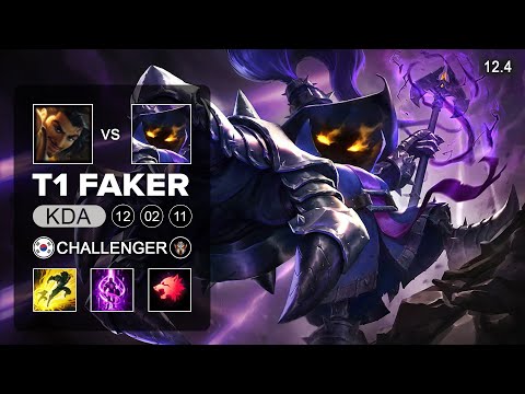 T1 Faker Veigar Mid vs Akshan - KR Challenger - Season 12 Patch 12.4