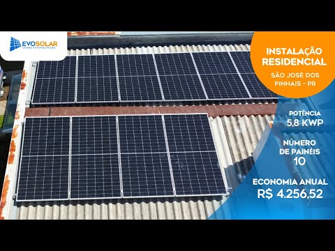 Projeto de ENERGIA SOLAR em São José dos Pinhais - PR/10 Módulos solares/Potência do sistema 5,8 kWp