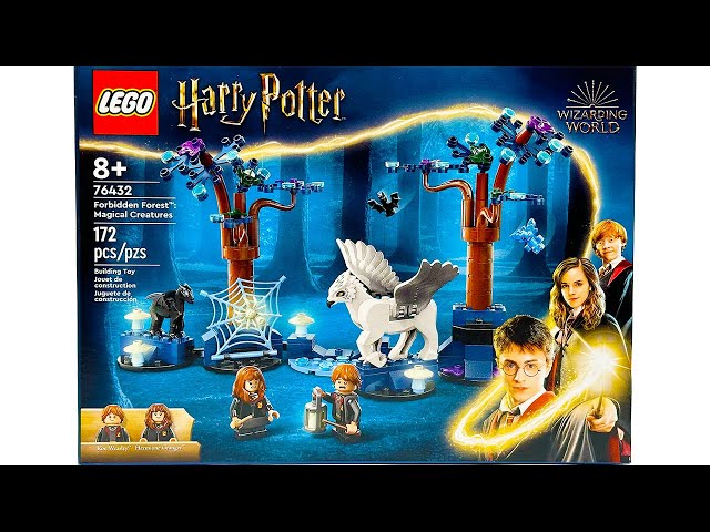 Vídeo relacionado con LEGO Harry Potter Forbidden Forest: Criaturas mágicas, juguete que brilla en la oscuridad para niños con pico de hebilla y figuras de animales de fantasía Thestral, idea de regalo de Harry Potter para