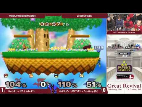 Great Revival - Dart (P1) + IPG | Kels (P2) vs MuK.LyFe | ORLY (P3) + Frootloop (P4) - Melee 2v2 LF