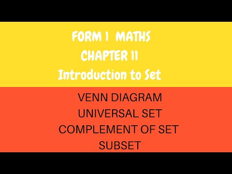 Form 1 Maths C11 Introduction To Set l Venn Diagram l Universal Set Complement of Set l Subset