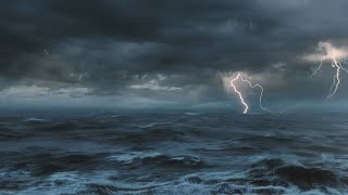 ⚡️ Thunderstorm At Sea Sounds For Sleeping, Relaxing ~ Thunder Rain Ocean Sea Lightning Ambience