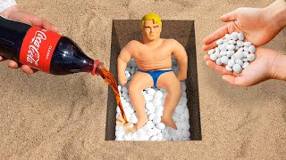 GIANT Stretch Armstrong vs Coca Cola and Mentos underground