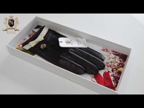 Women's Lambskin Leather Gloves With Bow By NOOLDERS