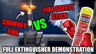 Stopping a Log Burner Chimney Fire! - Fire Safety Stick Fire Extinguisher