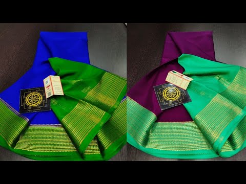 💫💫 20Lines Border Ksic Grade 120Gsm Pure Creap Mysore Silk Sarees WhatsappNo 7702225657💫💫🌟🌟❤️
