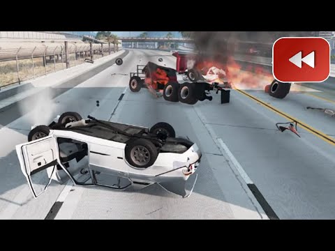 Reverse Cars vs Giant Bulge – BeamNG Drive#32