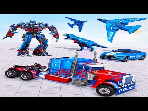Optimus Truck Robot Game 2021: Police Truck Robot Game Dino - Android Gameplay