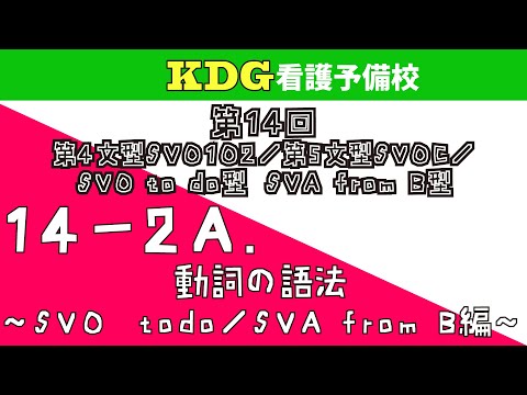 看護学科 【英語長文】14-2A 動詞の語法～SVO todo/SVA from B編～