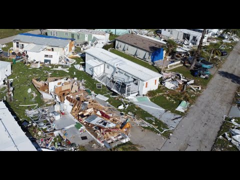 Mobile Homes and Boats Demolished by Hurricane Ian in Southwest Florida -- DJI Mini 2 Drone Video