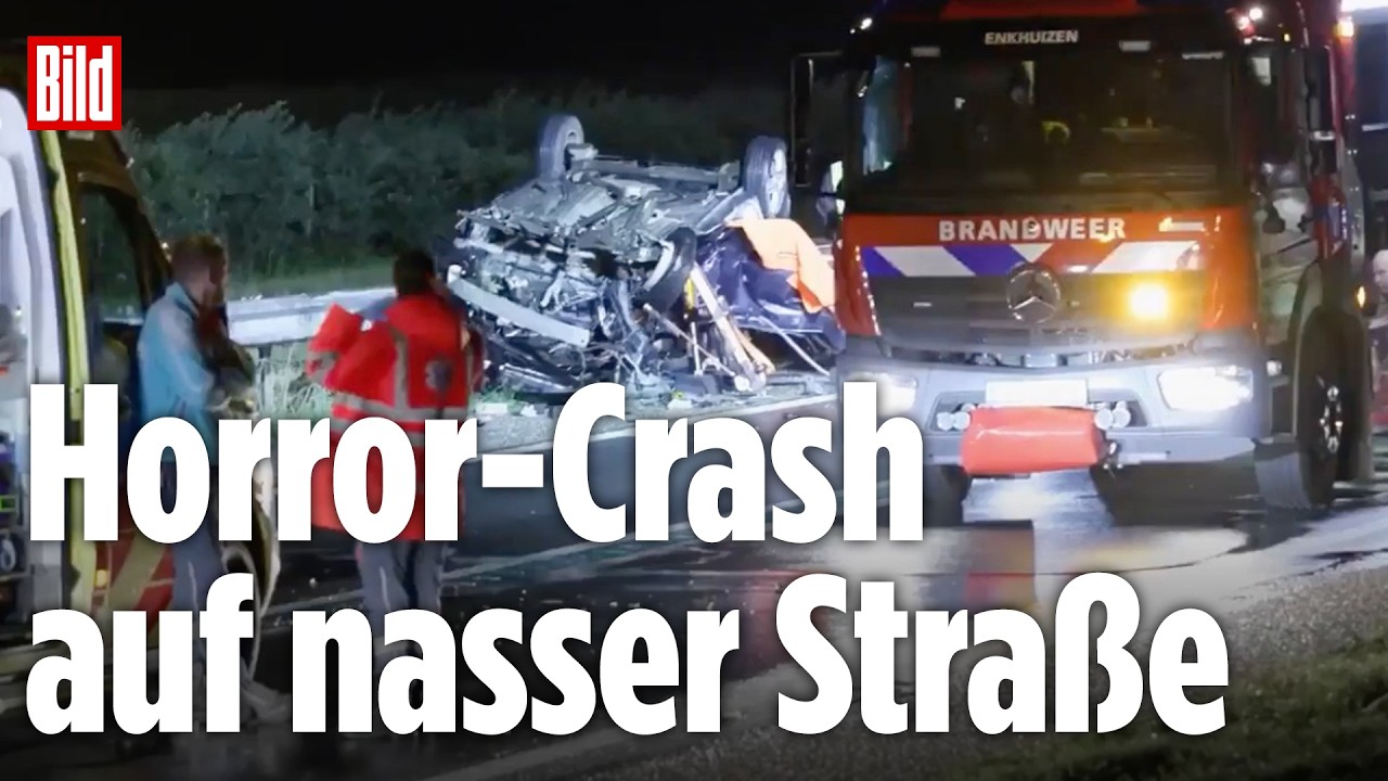 Massenkarambolage in den Niederlanden: Tödlicher Unfall bei nasser Fahrbahn
