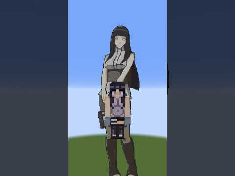 Relaxing Minecraft Parkour - Satisfying Minecraft 2D Pixel Art ( Naruto) - Hinata ( Timelapse ) #shorts