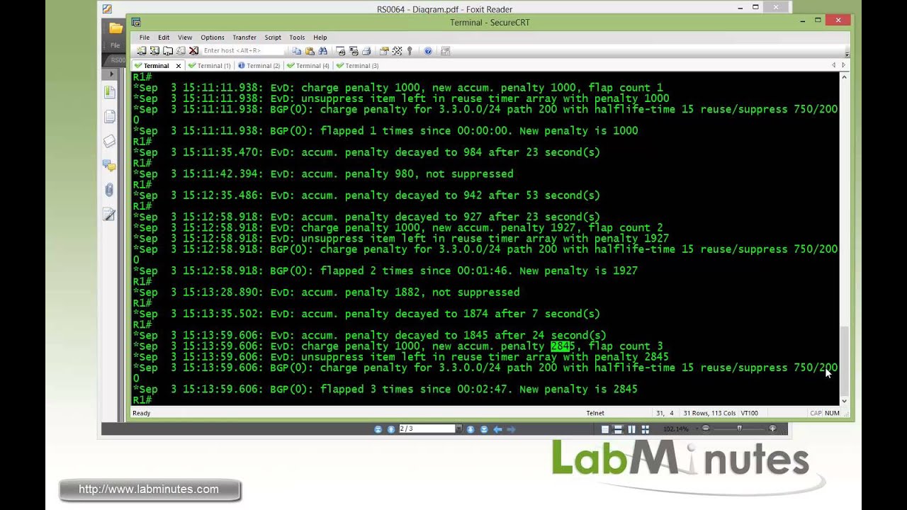 LabMinutes# RS0064 - Cisco BGP Route Dampening (Part 1)