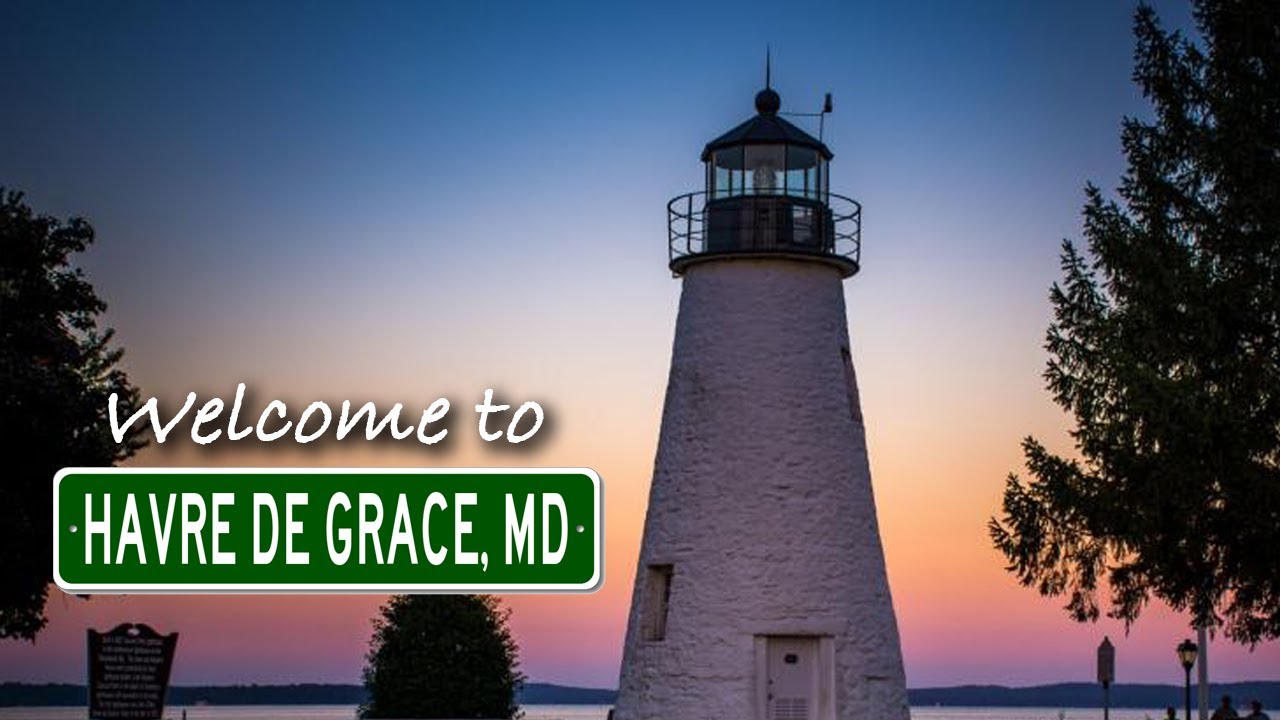 4k Aerial tour of Havre de Grace, Maryland