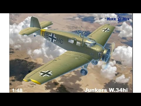 Unboxing  MIKRO MIR 48-019 - 1/48 - JUNKERS W.34HI With 3D Decals, Scale Model Kit