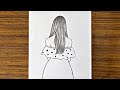 Easy girl backside drawing for beginners || Girl drawing step by step || Draw easy for beginners