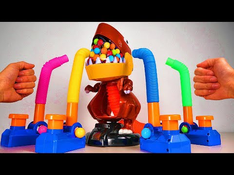 Pop Tube Marble Run Race ASMR # 10 ☆ T-Rex Likes It Wild ☆ Creative Healing Sound Machine Build