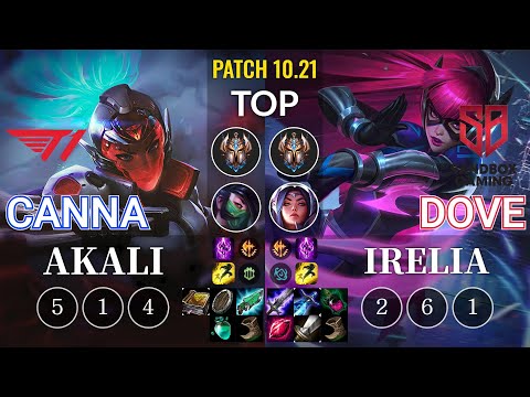 T1 Canna Akali vs SB Dove Irelia Top - KR Patch 10.21