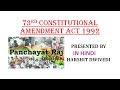 Panchayati Raj (73rd Constitutional Amendment 1992) Detailed Explanation (In Hindi)