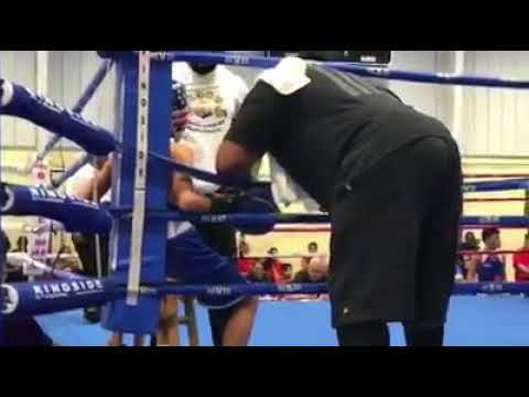Ahmed Almajdi in the blue McKinney Texas Boxing tournament