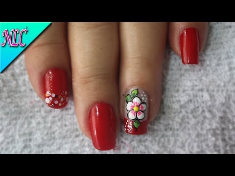DECORACIÓN DE UÑAS FLOR EN ROJO – FLOWER NAIL ART – FRENCH NAIL ART – NLC