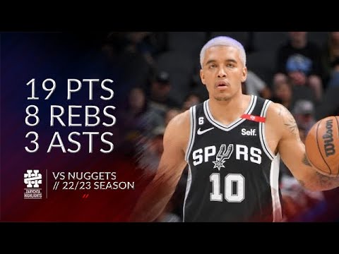 Jeremy Sochan 19 pts 8 rebs 3 asts vs Nuggets 2223 season