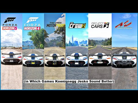 Koenigsegg Jesko Comparison in FH5, FH4, The Crew2 MotorFast, Crew 2, Project Cars, Assetto Corsa