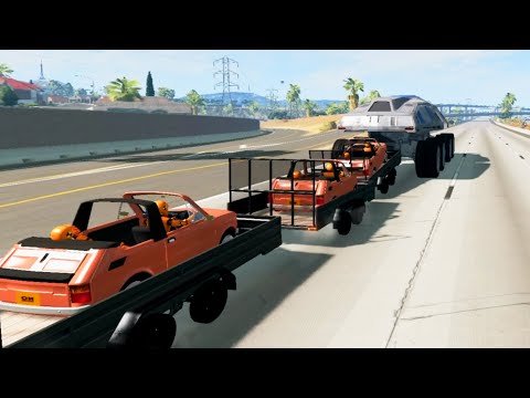 BeamNG Drive High Speed Crazy TOWING #6 Cars Dragging  Crash Therapy