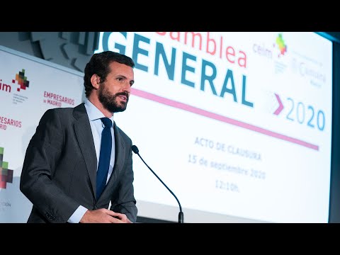 Pablo Casado interviene en la clausura de la Asamblea General de CEIM 2020