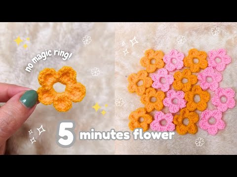 How To Crochet Flower For Absolute Beginners Tutorial🪻No-sewing - Beginner Friendly