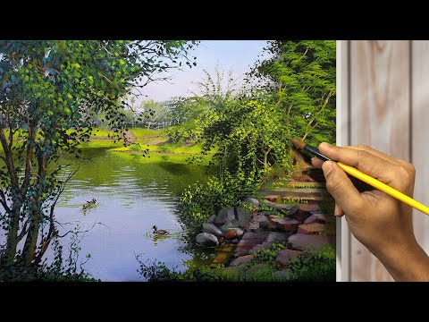 Painting of a Village Scene | Acrylic Painting Tutorial Easy Step by Step