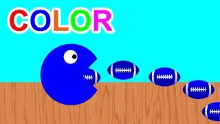 Learn Colors With 3D Rugby Ball And Pacman For Kids Children Babies