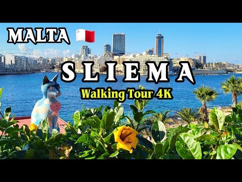 Sliema Malta Walking Tour 4K 🇲🇹 Balluta Bay to Tigne Point | Winter in Malta 🌞 | 18°C