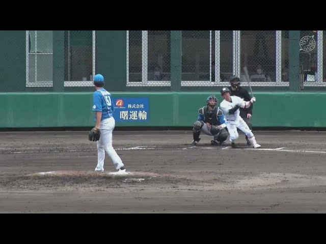 【ファーム】マリーンズ・西巻賢二がチーム初ヒットとなる2ベースヒットを放つ!! 2022年3月19日  千葉ロッテマリーンズ 対 北海道日本ハムファイターズ(ファーム)