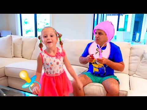 Nastya and dad switched roles