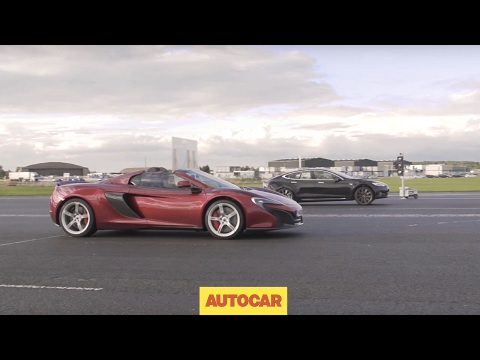 Tesla Model S P85D vs McLaren 650S | Drag Race | Autocar