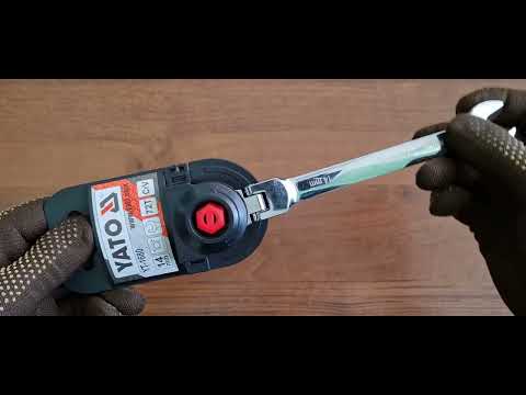 Ключ ріжково-накидний YATO з тріщаткою та шарніром : CrV, М= 14 мм, L= 185 мм [10/50/100]