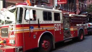 preview picture of video 'RARE FDNY RESERVE ENGINE 507 NEAR MULBERRY STREET IN LITTLE ITALY WORKING THE SAN GENNARO FESTIVAL.'