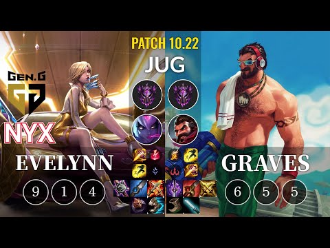 GEN Nyx Evelynn vs Graves Jungle - KR Patch 10.22