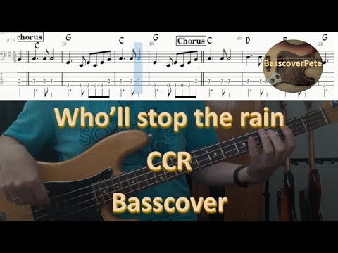 CCR Who'll stop the rain. Bass Cover Tabs Score Chords Transcription