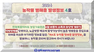 2024 농작물 병해충 발생정보 4호 발표(2024.04.11~2024.05.08)