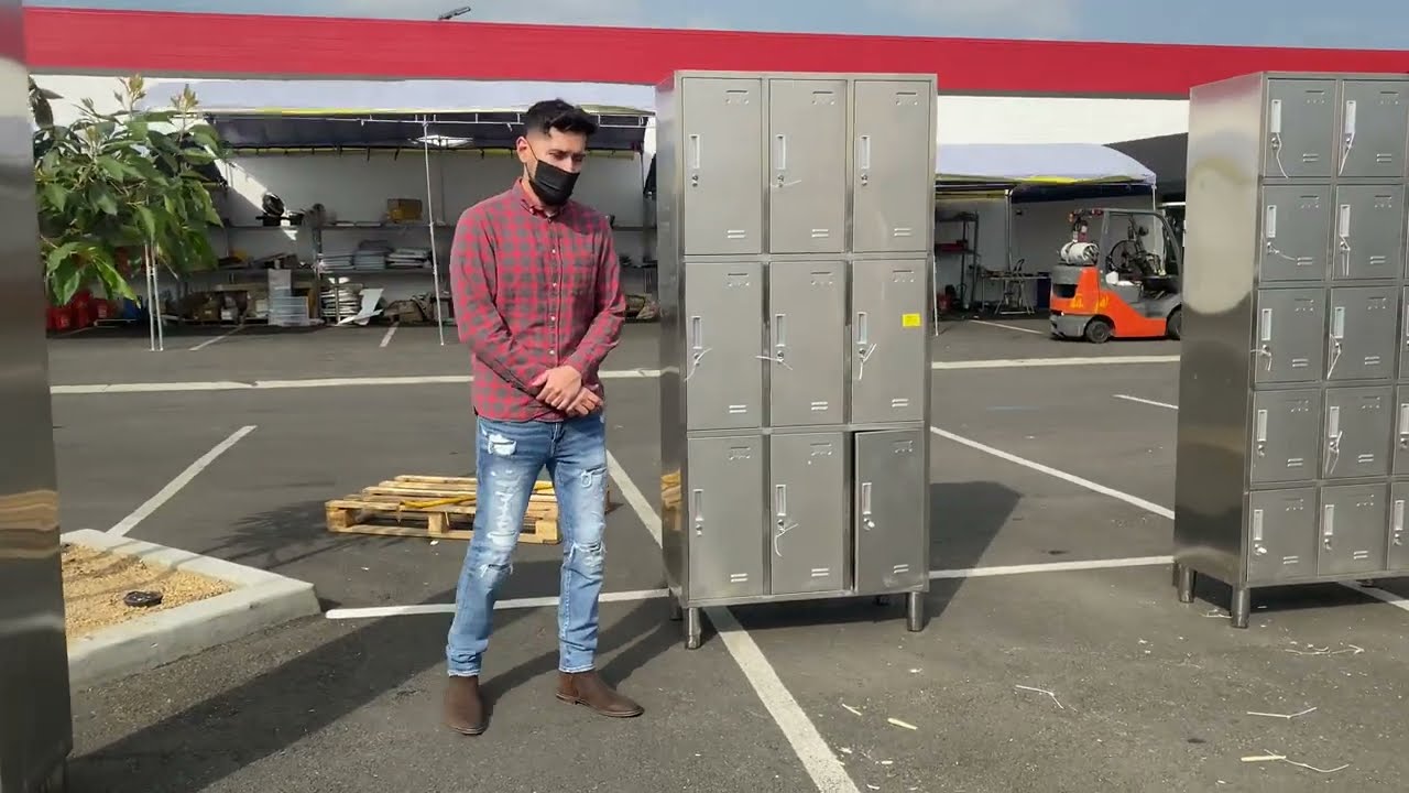 9 Door 9 Tier Stainless Steel Locker assembled