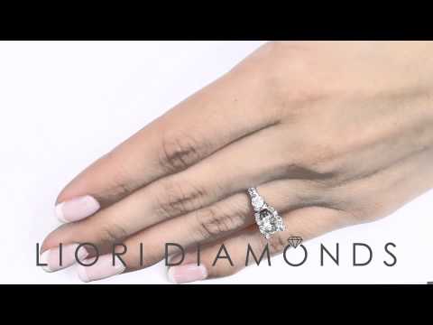 ER- 0894 - 3.08 Carat E-SI1 Three Stone Natural Diamond Engagement Ring 18k White Gold