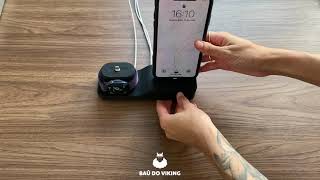Vídeo de Dock Silicone Azul Suporte Compatível com Cabos Lightning para iPhone AirPods e para Cabo Apple Watch